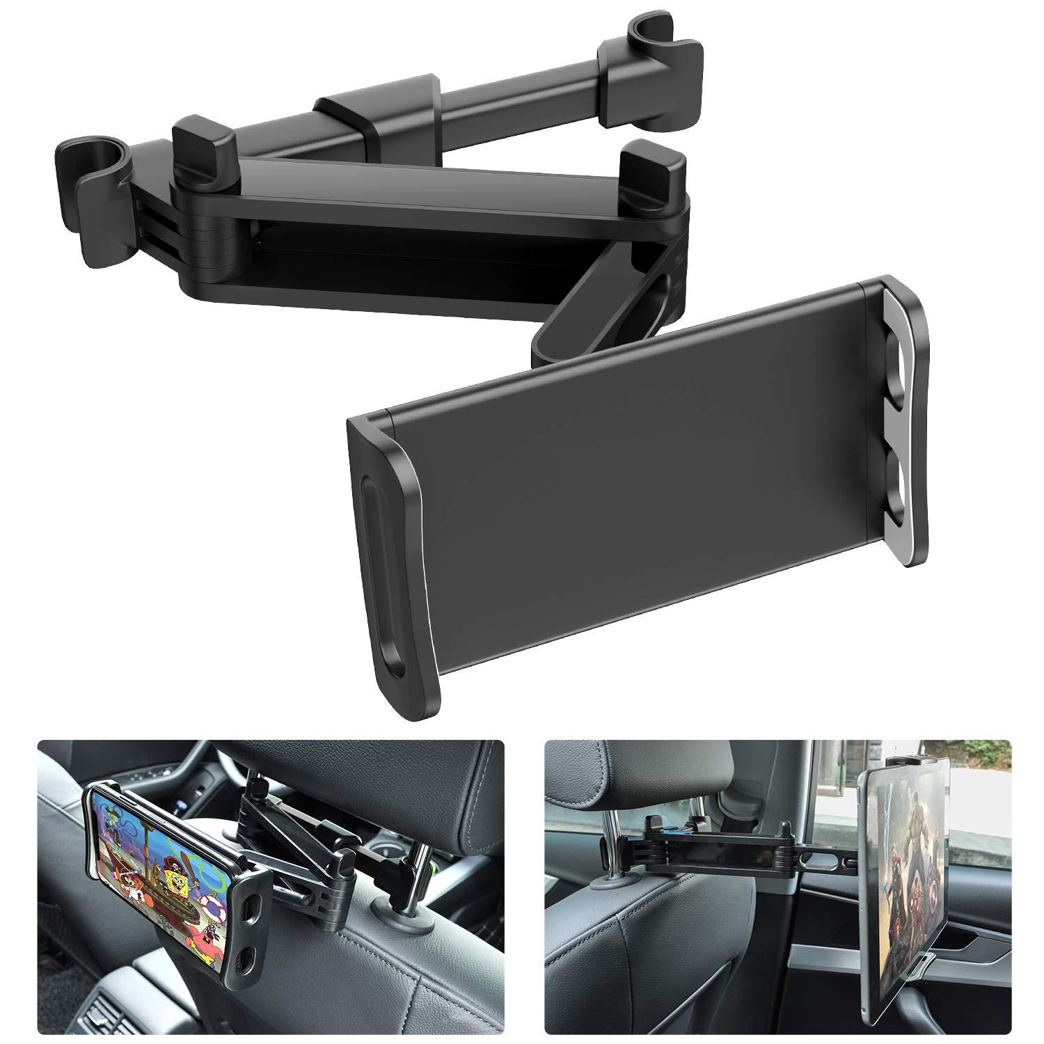 EAFC Telescopic Car Back Pad Phone Tablet Holder Car Seat Holder Headrest Back Mounting Bracket for 4-11 inch Tablet Phone