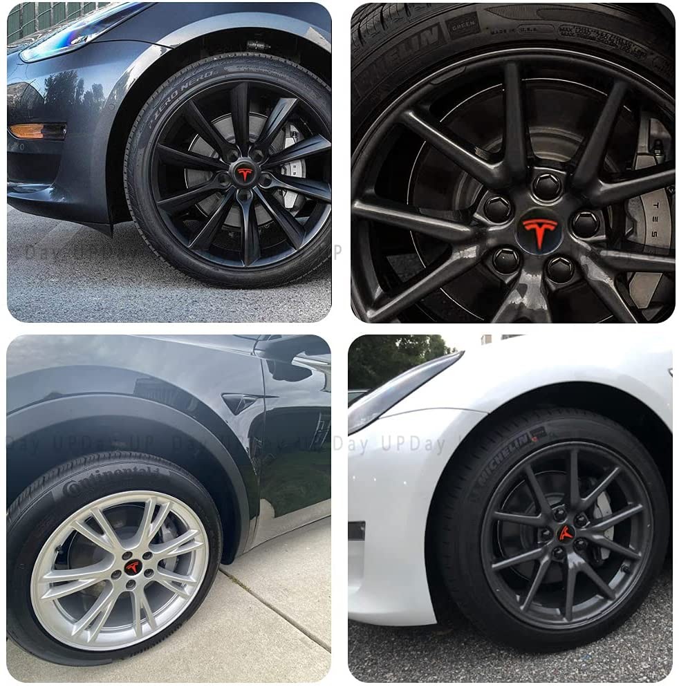 Tesla Model 3S X Wheel Center Caps Hub Caps Screw Cap Kit Decorative Tire Cap Modification Accessories Tesla Car Emblem Badge