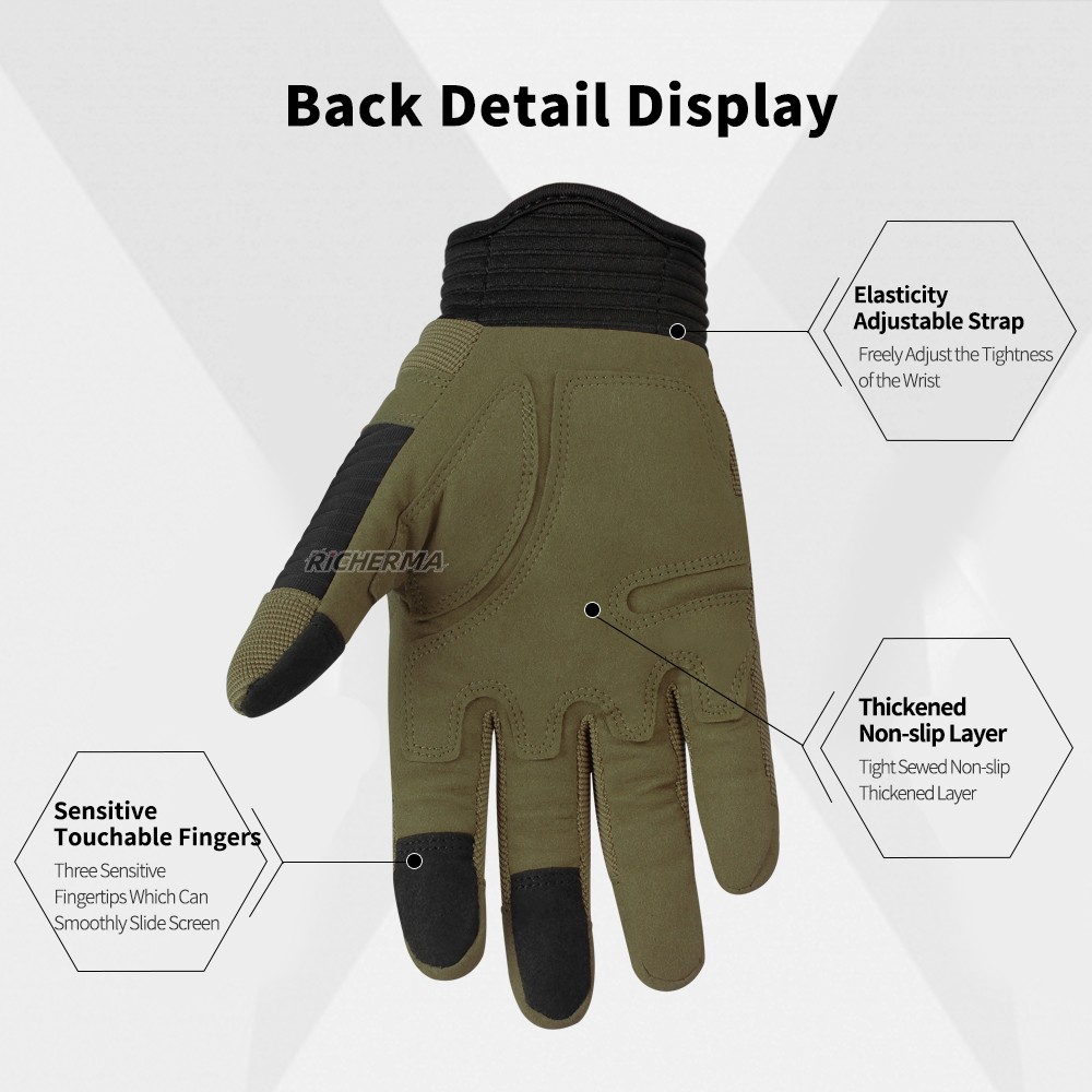 Full Finger Gloves Black Hard Finger Gloves Touch Screen Protective Gloves Military Tactical Gloves Men For Snow Road Dirt Bike Bicycle