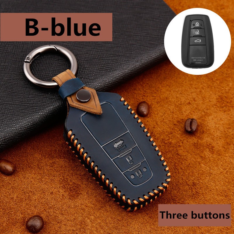 Genuine Leather Car Key Cover For Toyota Camry Prius Corolla C-HR CHR RAV4 Avalon Land Cruiser Prado 2018 2019 2020 Remote Fob