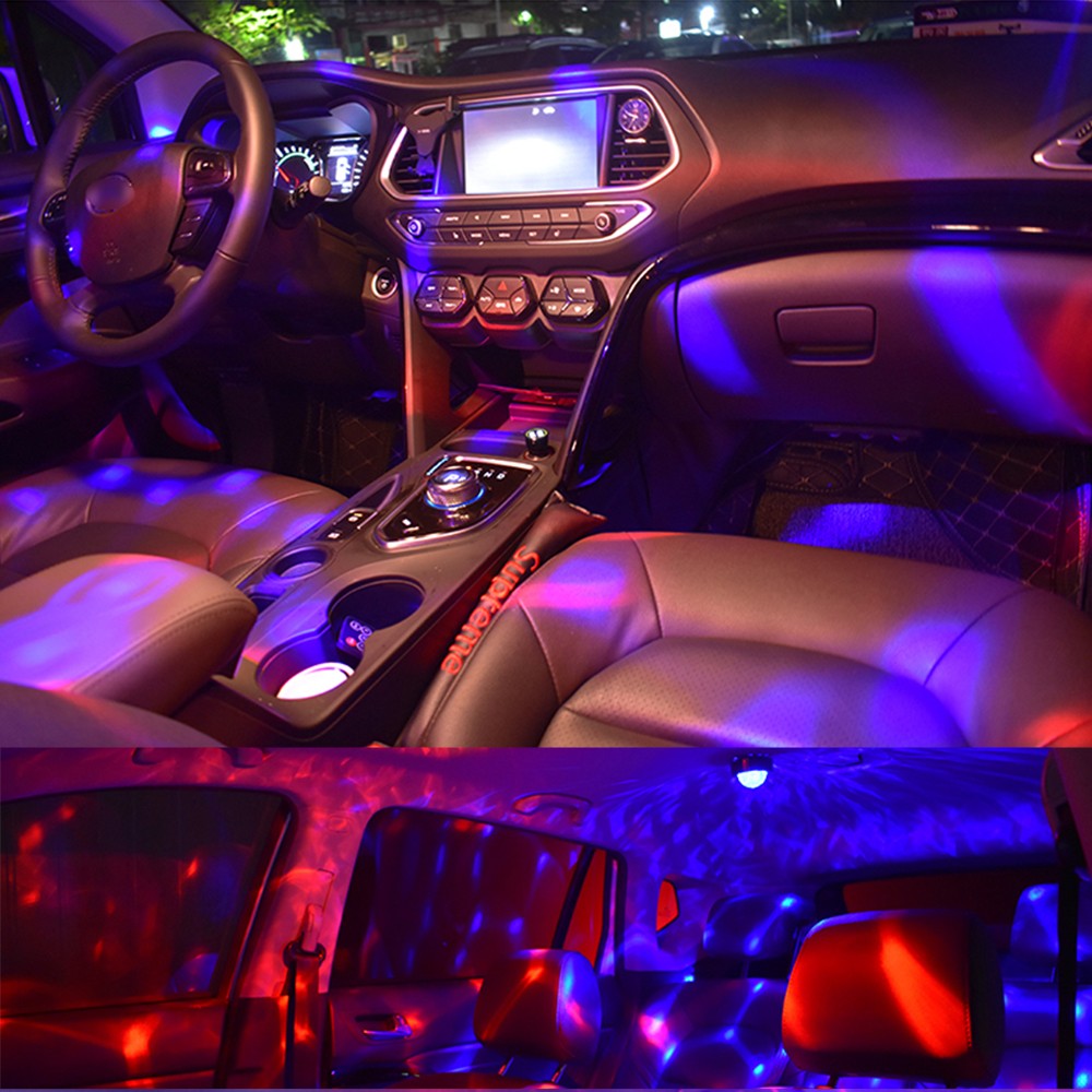 السيارات المحيطة إكسسوارات مضيئة DJ RGB الملونة الموسيقى الصوت Led جو حفلة الداخلية قبة جذع الجدار مصباح ترحيب ضوء الليل