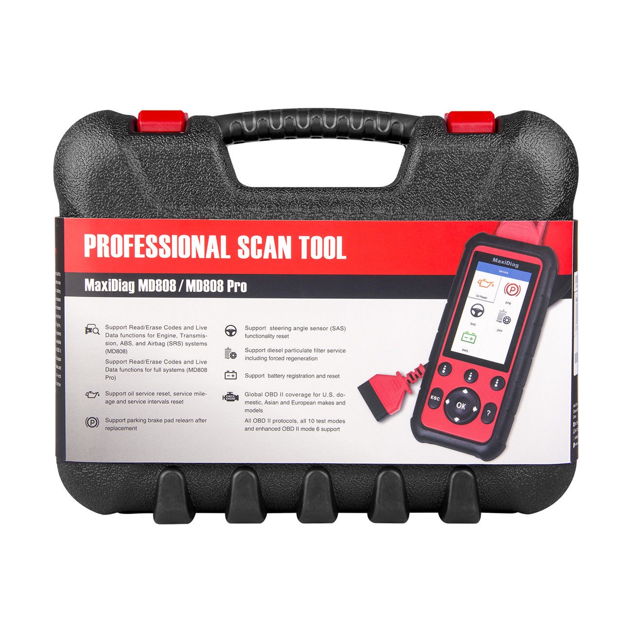 Autel Maxidiag MD808 Pro All System OBDII Scanner Oil Reset Registration, Parking Brake Pad Relearn, SAS, SRS, ABS, EPB, DPF, BMS