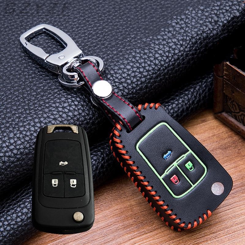 New Luminous Leather Car Key Case For Chevrolet Cruze Aveo Trax Opel Astra Corsa Meriva Zafira Antara J Mokka Badge For Buick