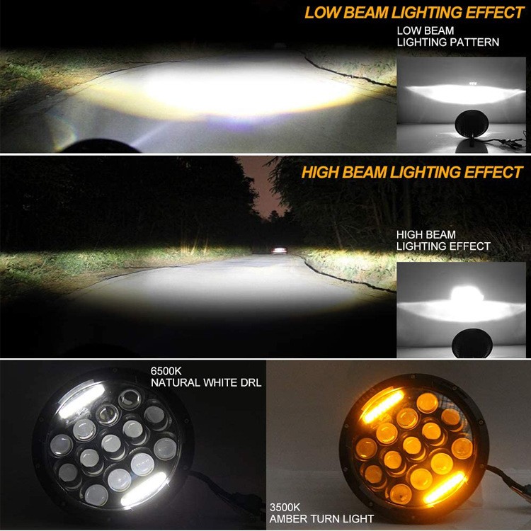 45W/60W/75W/80W/90W Car Led 7 Inch Car Accessories Angel Eyes H4 Led Headlight For Lada Niva 4X4 Uaz Hunter Hummer