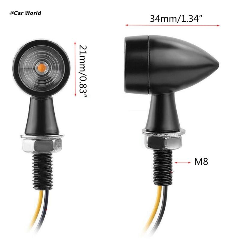 6XDB 2pcs 8mm Flashing Turn Signals Mini Blinkers Front Running Light Universal Compatible with Electric Cars Motorcycle 12V