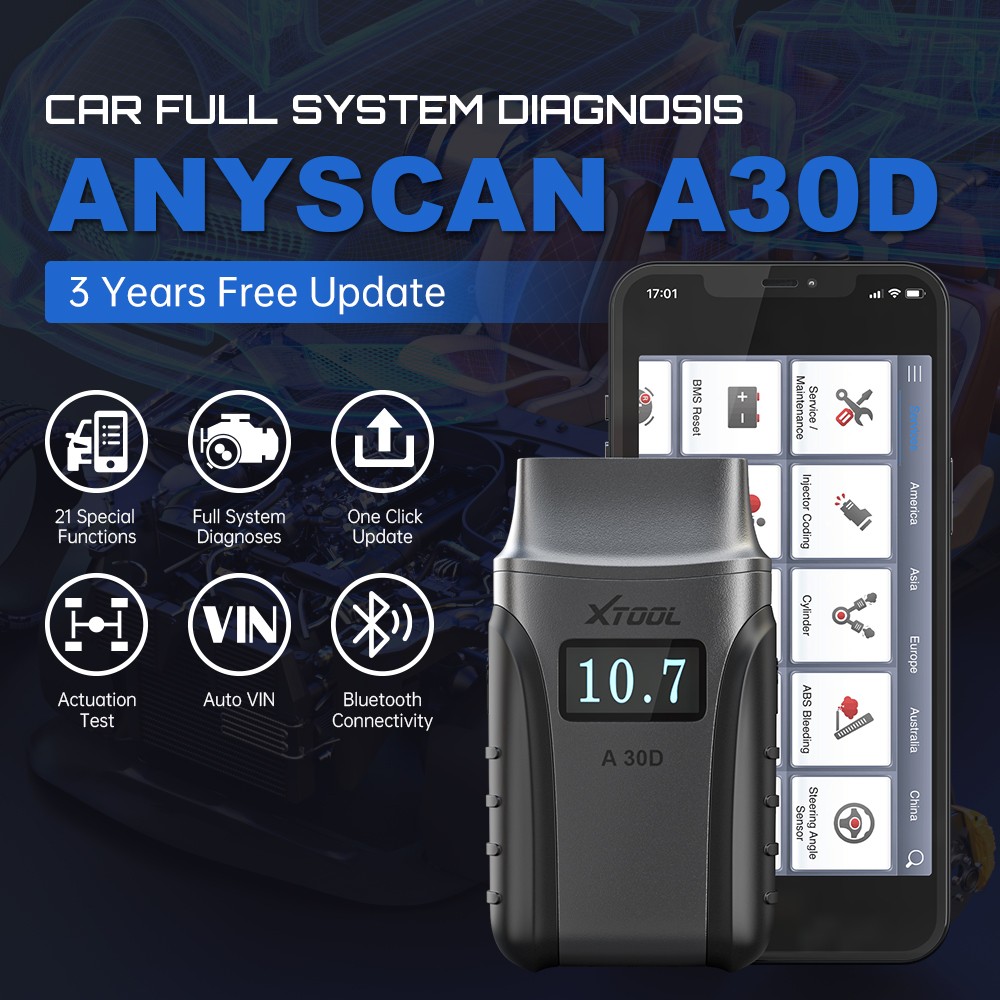 XTOOL A30M Automotive All System Diagnostic Scanner With 21 Kinds Of Special Functions BT/Wifi Support Active Test Code Reader