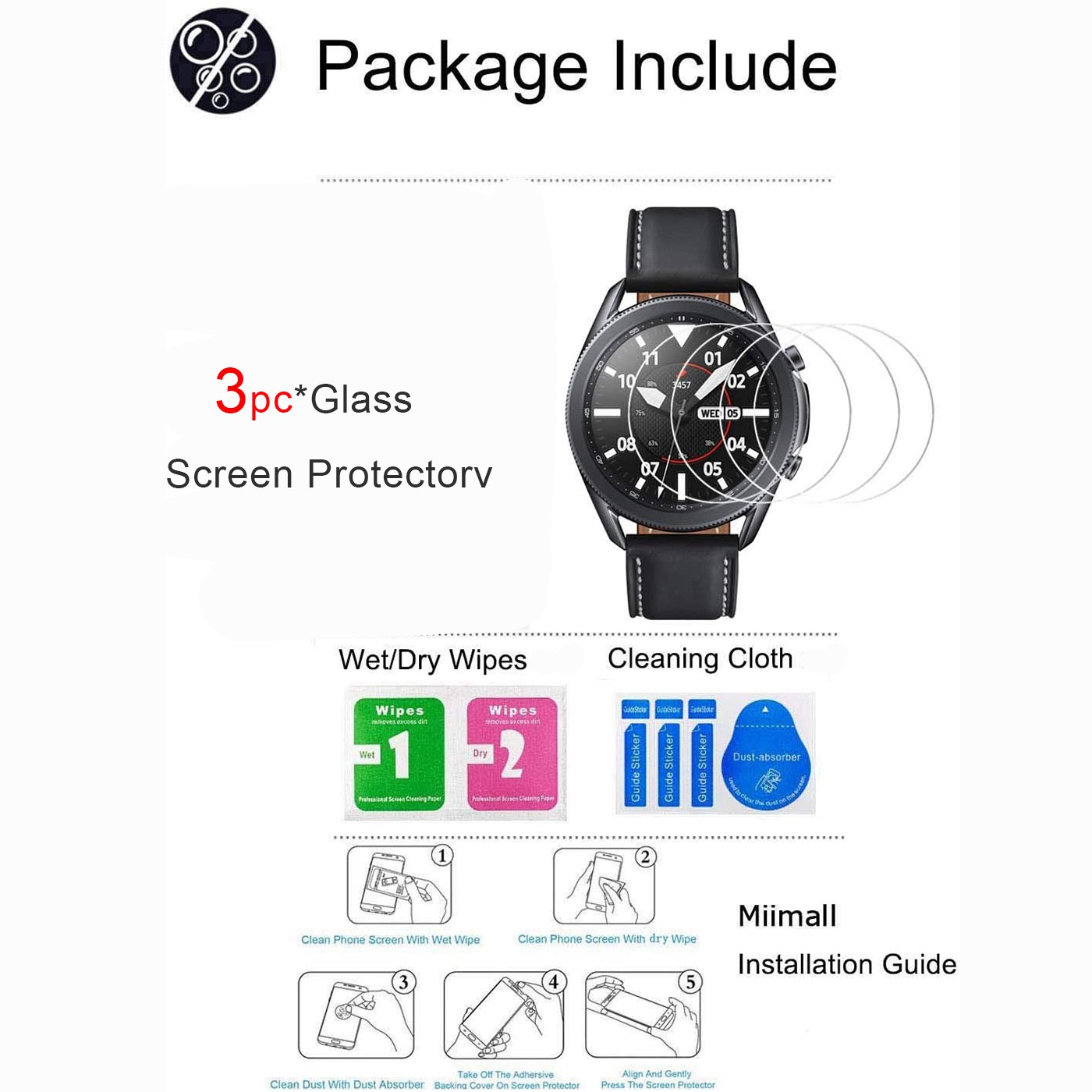 Glass Film For Samsung Galaxy Watch 3 45mm 41mm Screen Protector Tempered Glass Screen Protector Film For Galaxy Watch 3 45mm 41