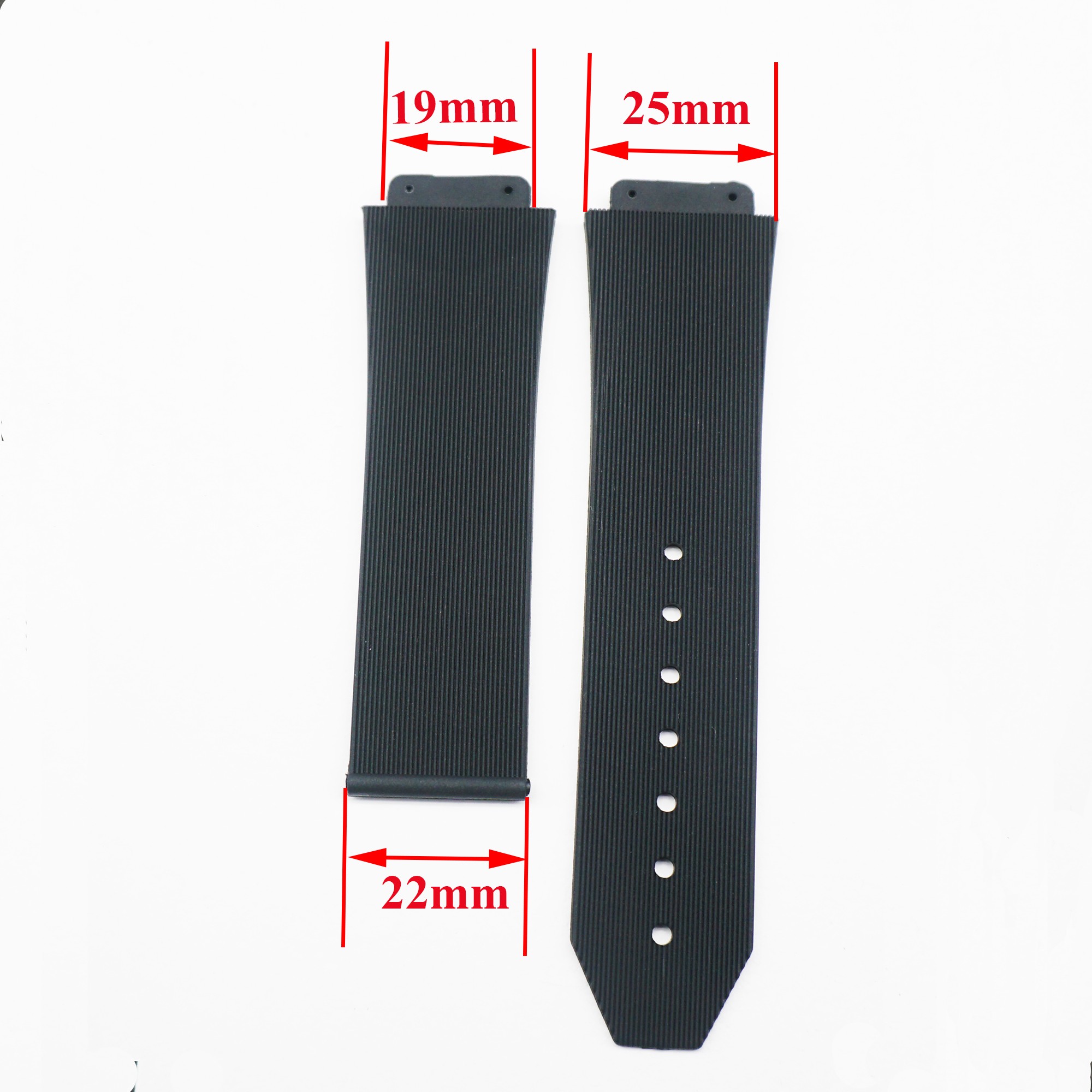 25*19mm Black Silicone Rubber Watch Band Applicable For Hublot Strap For Big Bang Strap Butterfly Buckle Watch Tools Accessories