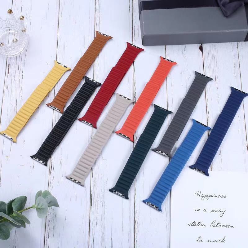 Leather Connect Strap for Apple Watch 7 6 5 4 SE Band 40mm 44mm Original Magnetic for iwatch Series 3 38mm 42mm Replacement Strap