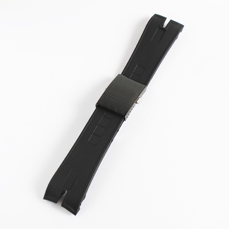 Silicone watch strap, natural rubber, black, 26.5 mm, for Roger Dubuis