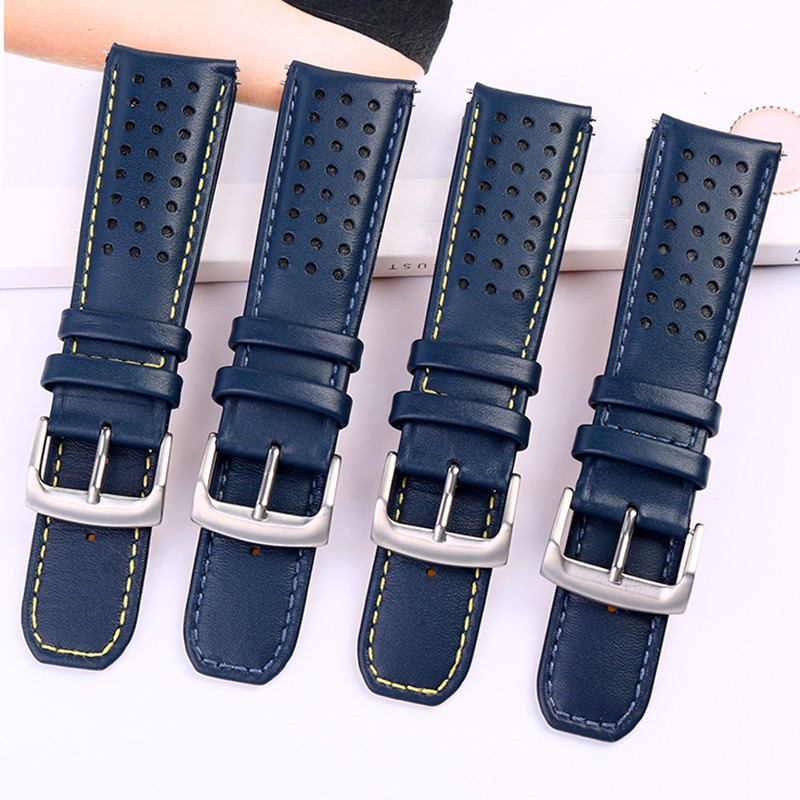 For Citizen Blue Angel Men Radio Wave Watch AT8020-54L/8020-03L/JY8078 Curved End Genuine Leather Watchband Watch Band 22 23