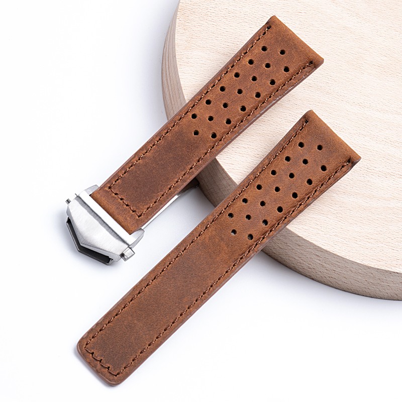 Cowhide Watch Band 22mm 24mm Watchband Fit For Tag Strap Heuer Watchband Genuine Crazy Horse Leather Bracelet Carrera