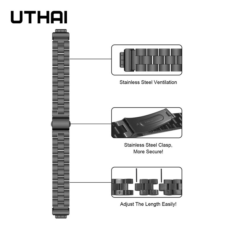 UThai F06 Watch Strap For Fitbit Inspire HR/Inspire Strap Fracelet Stainless Steel Watchband Band Gold Bracelet Sliver Table