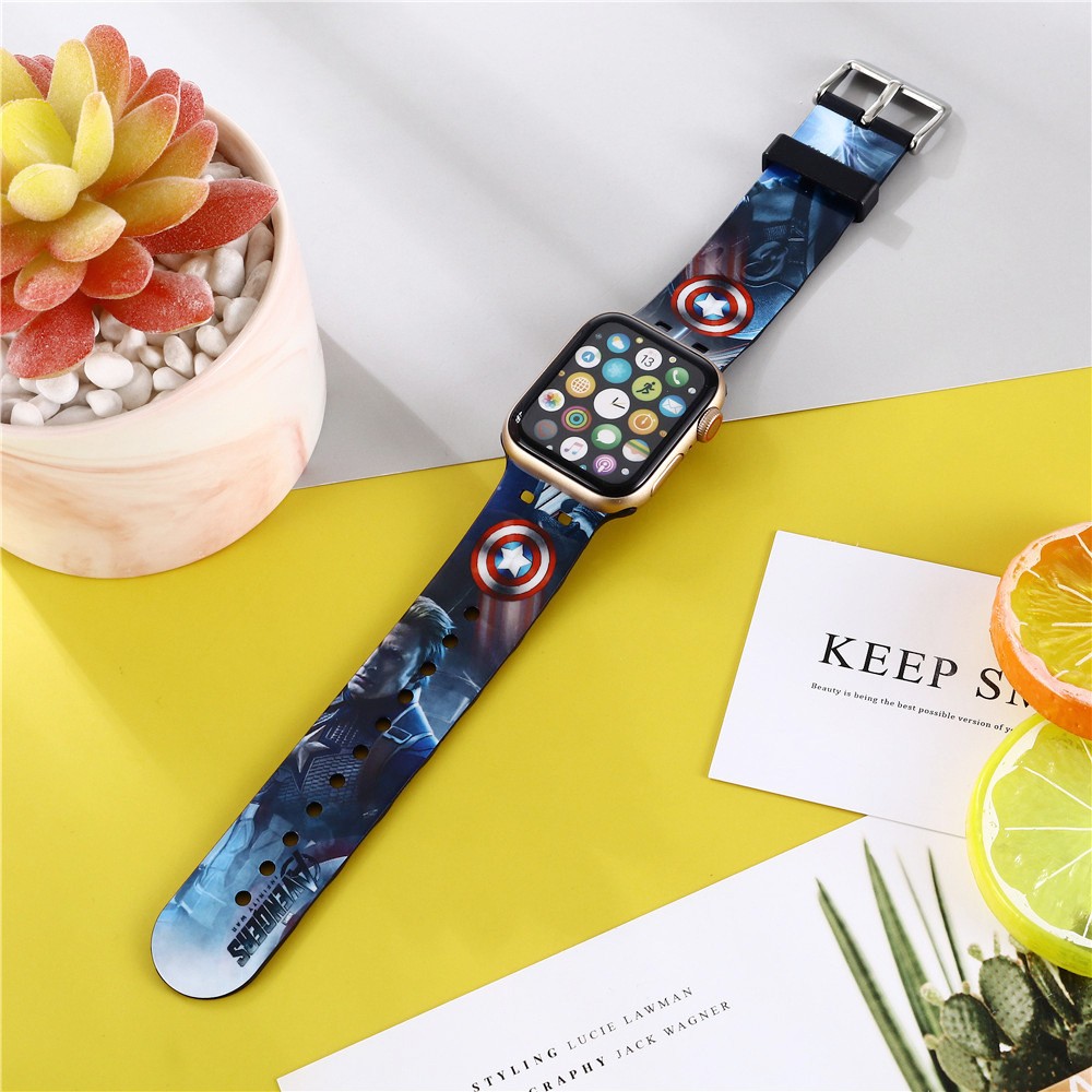 Marvel Apple Watch Strap Spiderman Iron Man Men's Watches Spare Parts Silicone Replacement Watch Strap 38mm 40mm 42mm 44mm