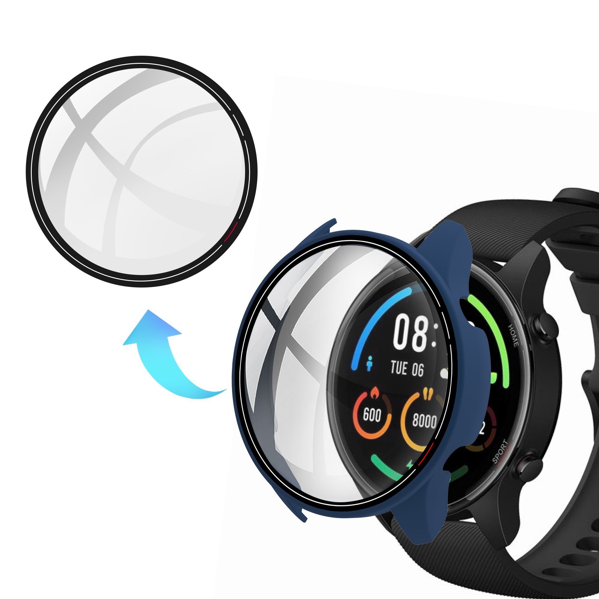 Computer With Glass Case For Mi Watch Color Tempered Glass Full Cover Protective Shell Bomber Sreeen Case For Xiaomi Mi Watch Color