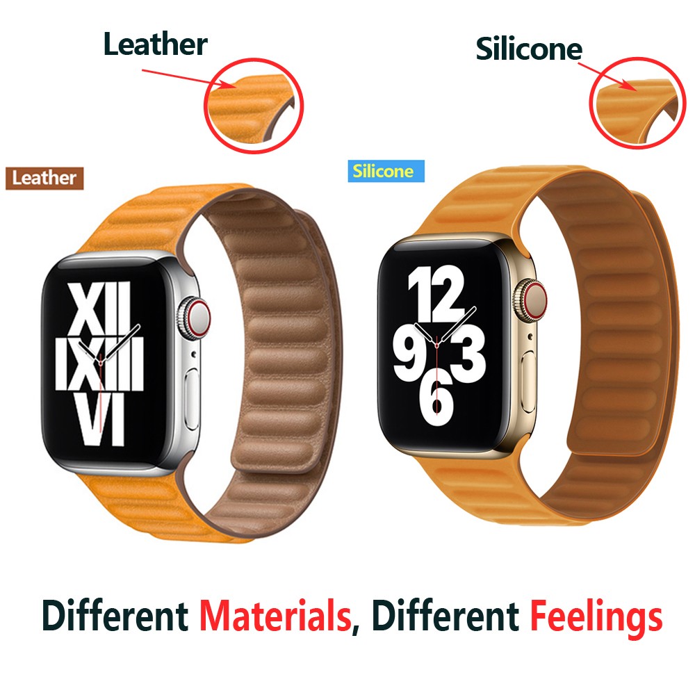Leather Link for Apple Watch Band 44mm 40mm 45mm 41mm 38mm 42mm Magnetic Loop Watchband Bracelet iWatch Serie 3 5 4 SE 6 7 Strap