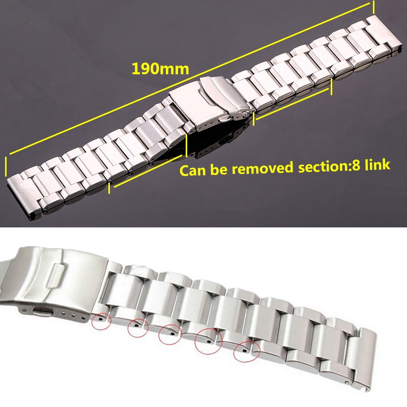 Stainless steel watch band, 18mm, 20mm, 22mm, 24mm, blue, black, gold, accessories