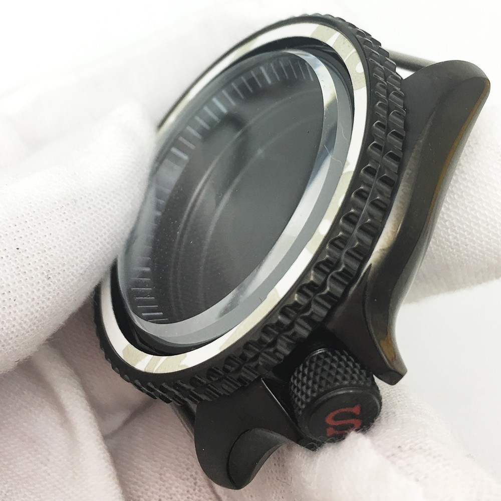 42mm sapphire glass case fits NH35A NH36A movement in black color