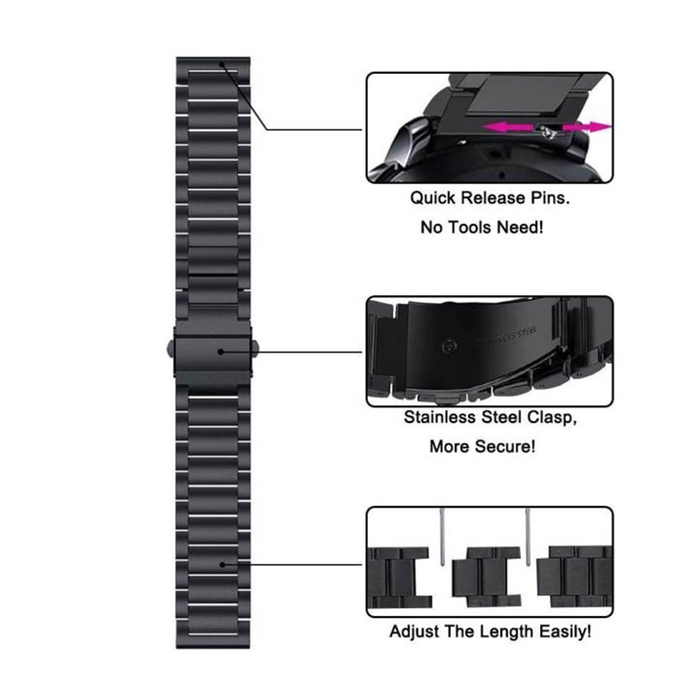 IMILAB KW66 / YAMAY SW022 Stainless Steel Watch Band Ticwatch Pro 3 Smart Wristwatch Metal Replacement Band Wristband