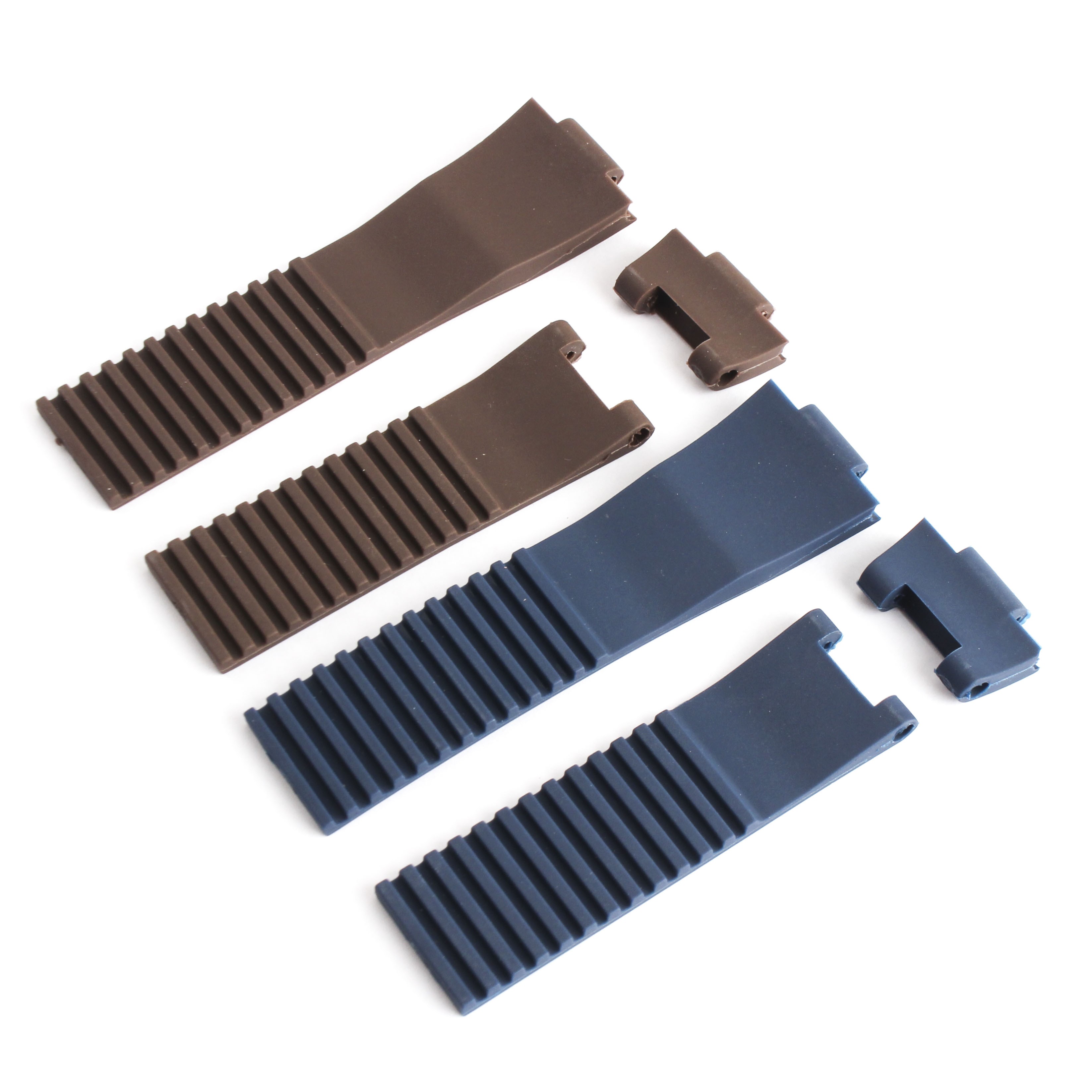 Silicone Rubber Watch Strap, 25 x 12mm, Black, Brown, Blue, Water Resistant