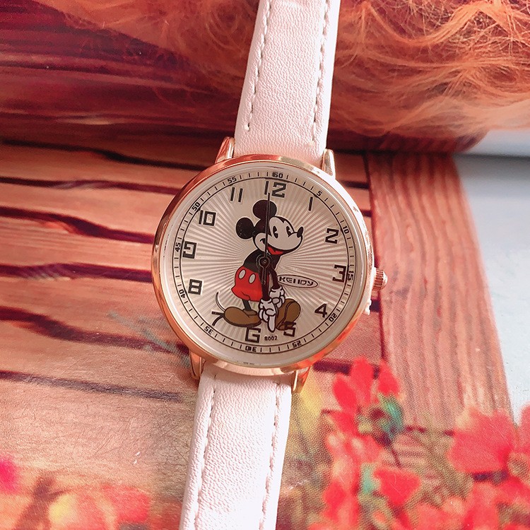 Disney Mickey Korean version fashion simplicity animation PU strap quartz watch Mickey Mouse children's watch boy girl