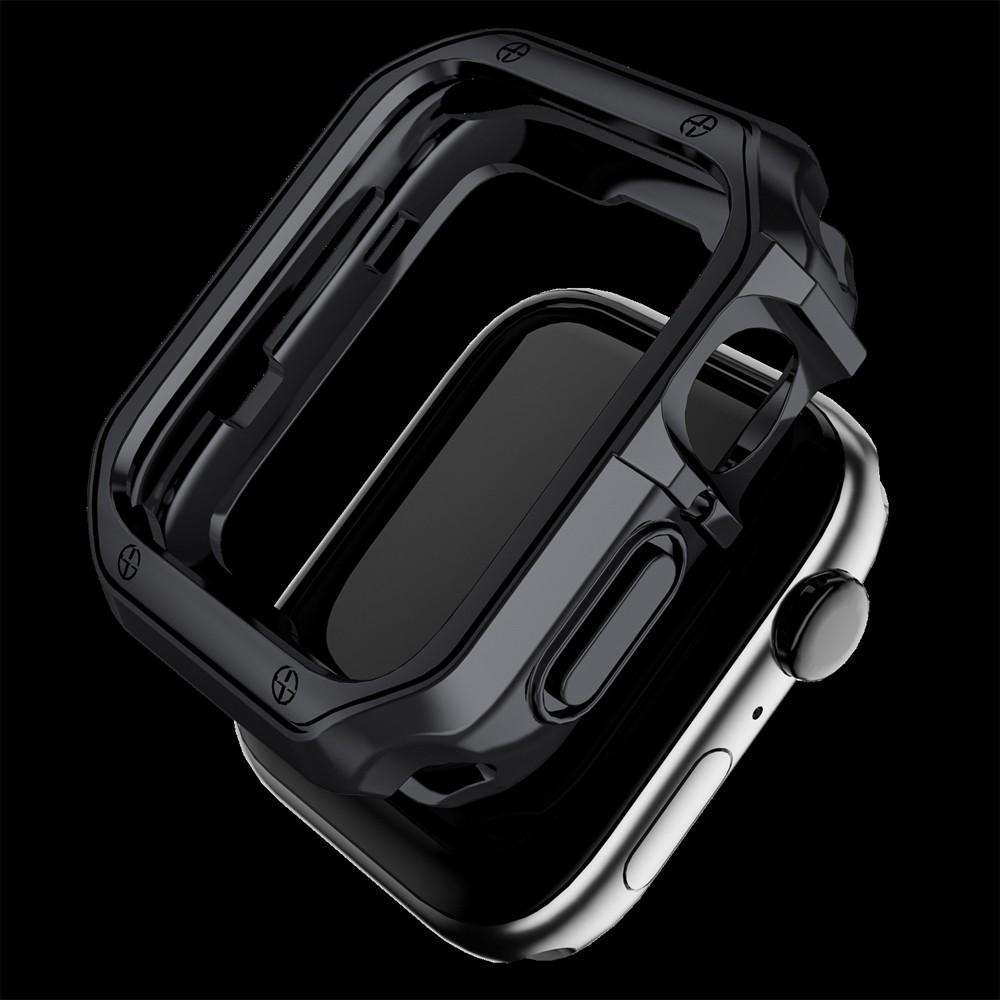 silicone case protector + metal strap for apple watch band 45mm 44mm 42mm 41mm 40/38 stainless steel bracelet chain 3 4 5 6 se 7