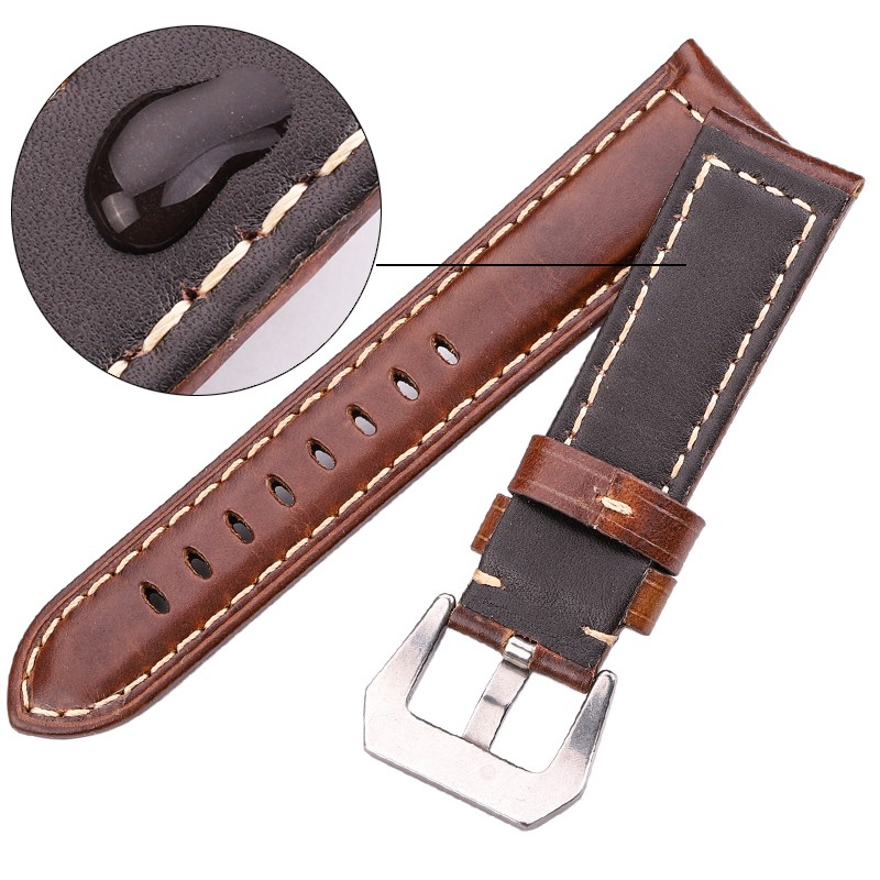 Genuine Leather Watch Band for Men, Dark Brown, 20mm, 22mm, 24mm Cowhide Watch Accessories