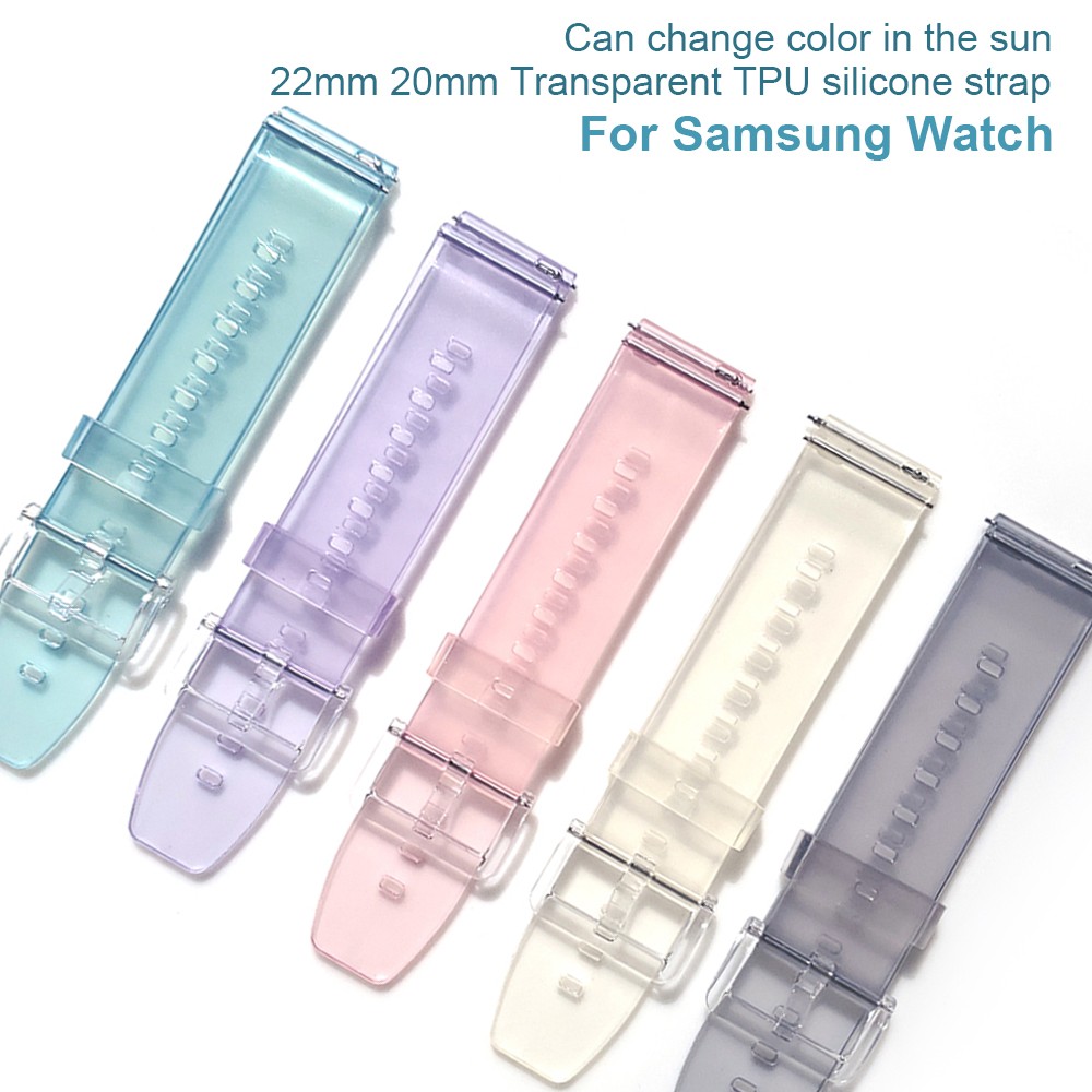 Transparent TPU Silicone Strap for Samsung Galaxy Watch 3 45mm 41mm/46mm 42mm/Active 2 44mm 40mm Band Changeable Color Bracelet