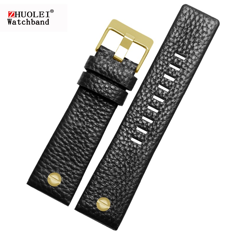 Genuine Leather Watch Strap for Diesel Watch DZ7257 1657 4323 7314 7313 7371 Straps 22 24 26 27 28 30mm Black Brown White