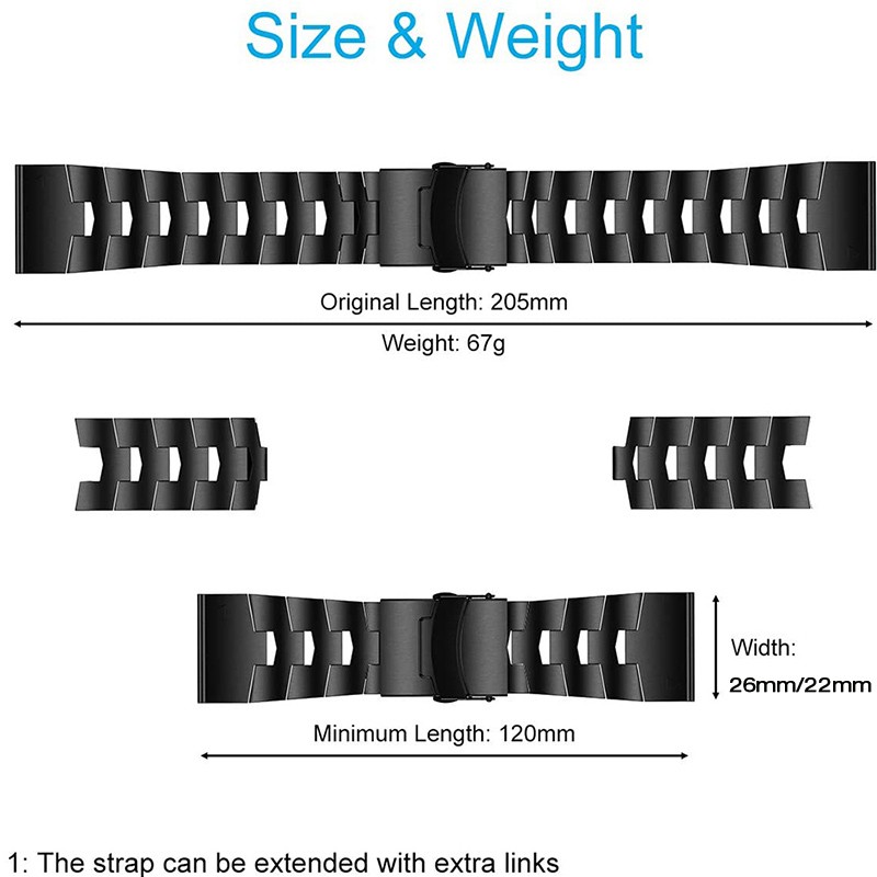 Fenix ​​6X/5X Band Titanium Metal Quick Fit Watch Strap Compatible for Garmin Fenix ​​6X Pro/Fenix ​​5X Plus 26 22mm Width Garmin Band