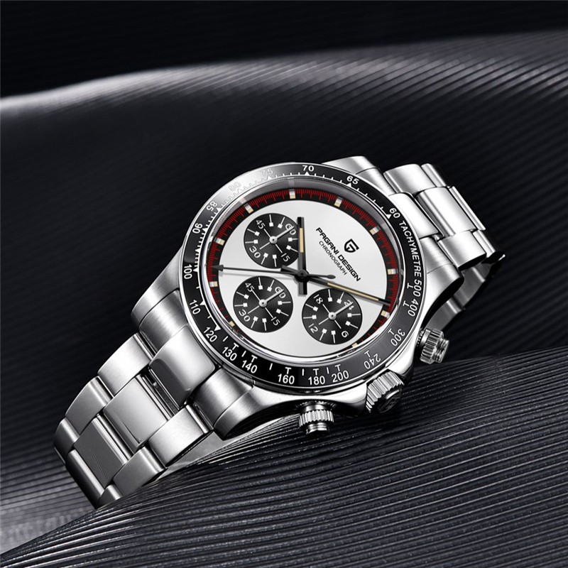 PAGANI new design classic men's quartz watch ceramic bezel stainless steel waterproof clock luxury sapphire glass chronograph