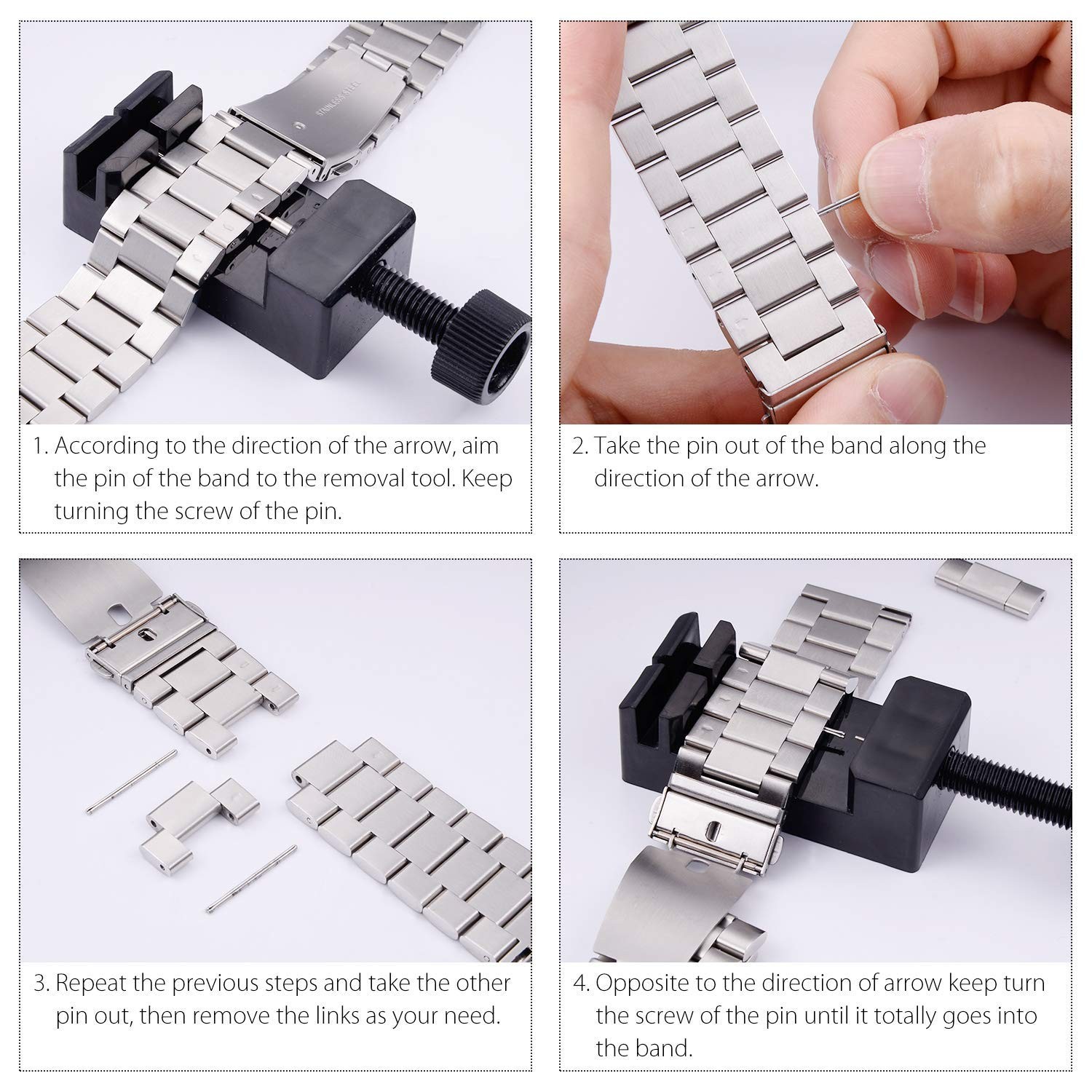 General stainless steel watch bands solid steel band 304 watches metal strap watch accessories 16mm 18mm 20mm 22mm 24mm dropshipping