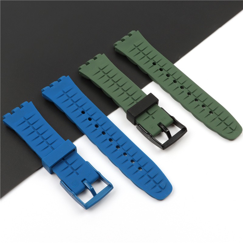 20mm silicone strap female pin buckle watch accessories for swatch SUSB400 SUSW402 men's sports waterproof bracelet watch band