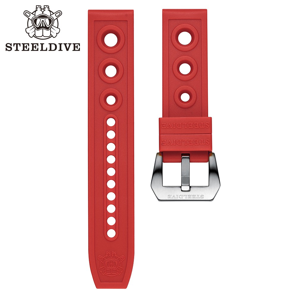 Steeldave Brand Rubber Strap 20mm 22mm Replacement Watch Bands Automatic Watch Bracelets Steel Buckle Diving Watches Strap