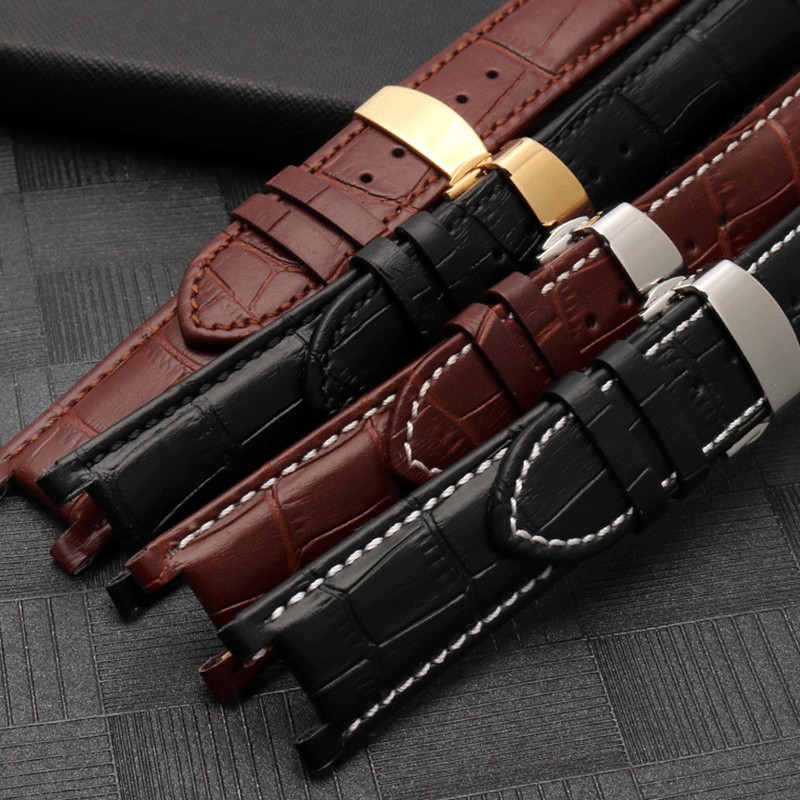 Slub style prong cowhide leather watch strap for GC gu-ess pasha male bracelet 20*11mm 22*13mm prong end watchband butterfly strap