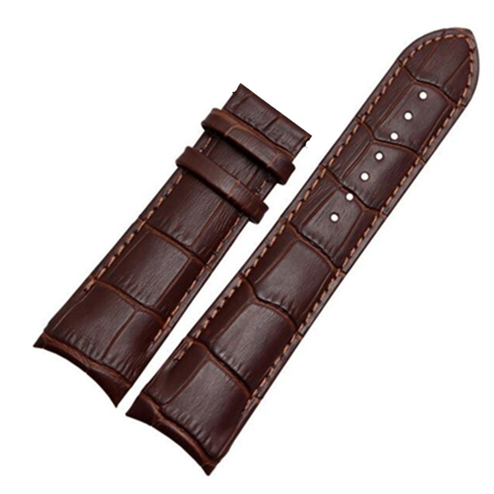 Curved End Genuine Leather Watchband 22mm 23mm 24mm For Tissot Couturier T035 Watch Band Steel Buckle Wrist Strap Bracelet Brown