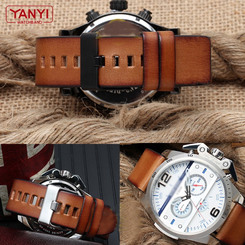 Genuine leather bracelet for diesel DZ7406 DZ7408 DZ4476 DZ4343 watch strap brown watchband 22mm 24 26mm retro wrist band