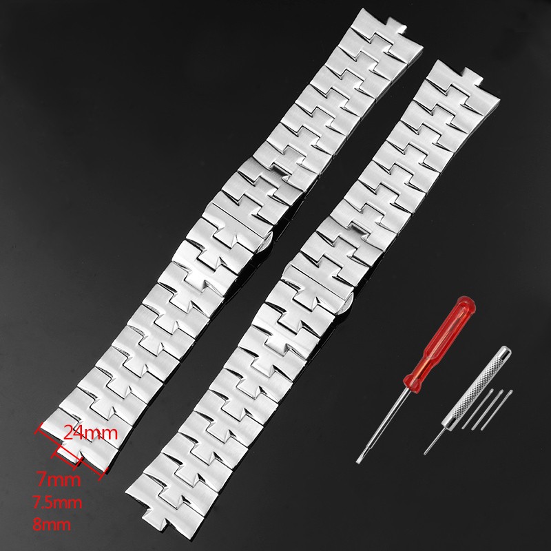 Stainless Steel Watches for VC 47040 47660/000G-9829 Chain Metal Strap 24*7mm Silver Bracelet Wristband Men's Watch Chain