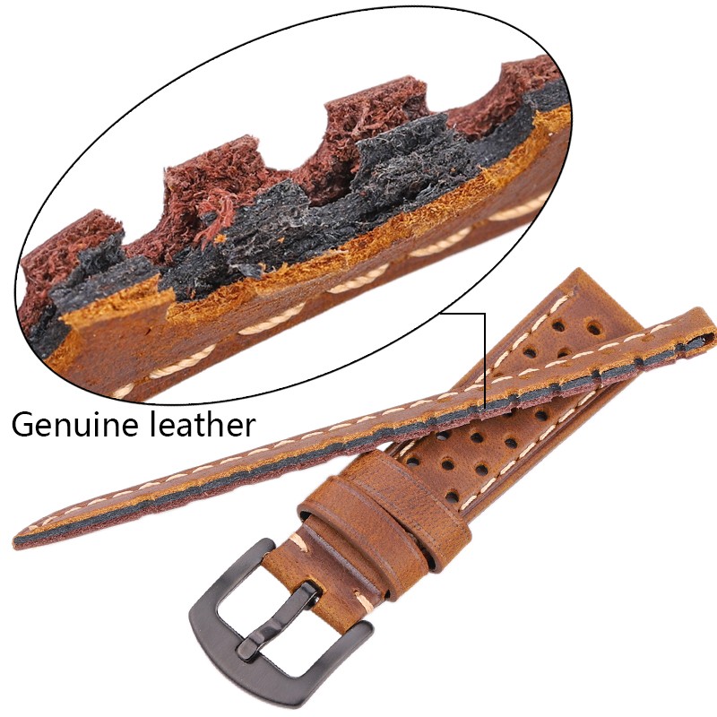 Genuine Leather Watches 20mm 22mm Women Men For Huawei Cowhide Vintage Watch Band Strap For Samsung Galaxy Watch 42mm
