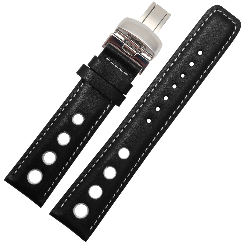 Watchband 20mm Genuine Leather Strap for PRS516 Men's Watches Band with Butterfly Clasp Black Brown Soft Cowhide Leather Strap