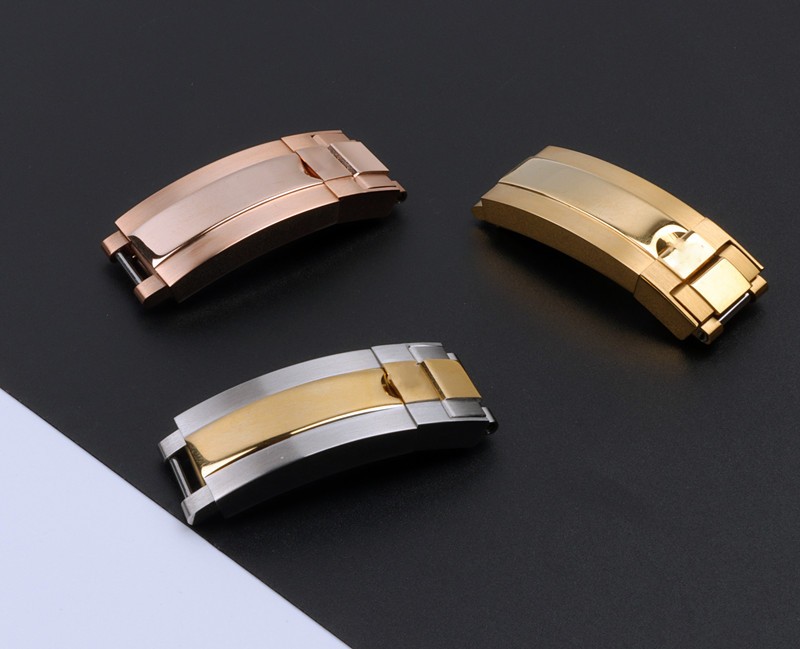 9mm stainless steel buckle silver rose gold black for role buckle oyster lock for Daytona Submarine GMT role easy adjust clasp