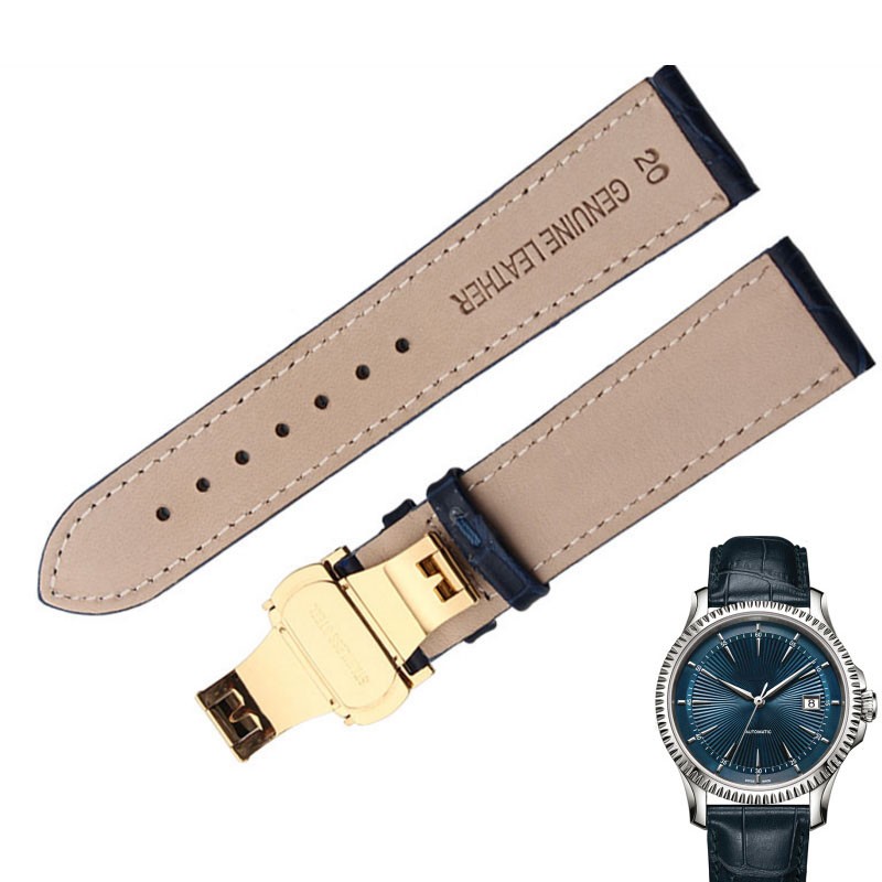 Fashion Genuine Leather Men Women Watchband Crocodile Texture Strap Wrist Watch Band 14mm 16mm 18mm 20mm 22mm Dark Blue