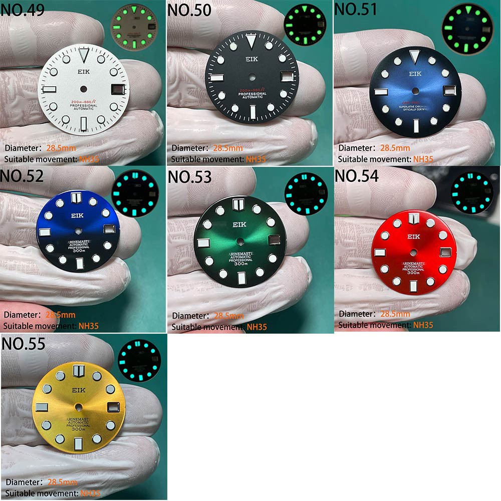 Nh35 watch double dial new C3 luminous modified craft watch skx007 SKX006 small millimeter 28.5mm abalone nh35 universal