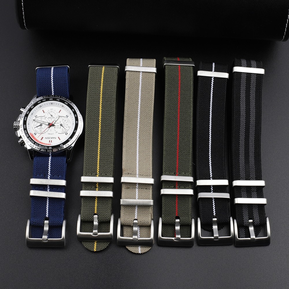 18mm 20mm 22mm French Forces Parachute Bag Watchband NATO Zulu Elastic Nylon Strap Watch Strap Military Bracelet Watch Band