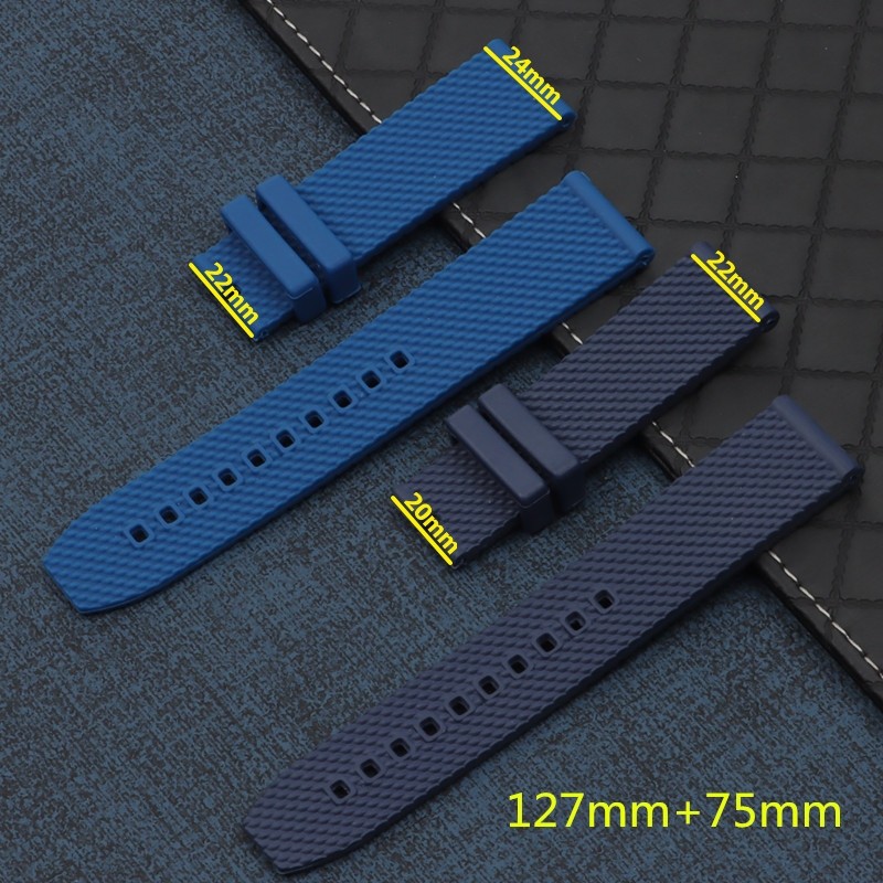 22mm 24mm black blue soft rubber silicone watchband bracelet for navitimer/avenger/breitling strap buckle logo on free tools