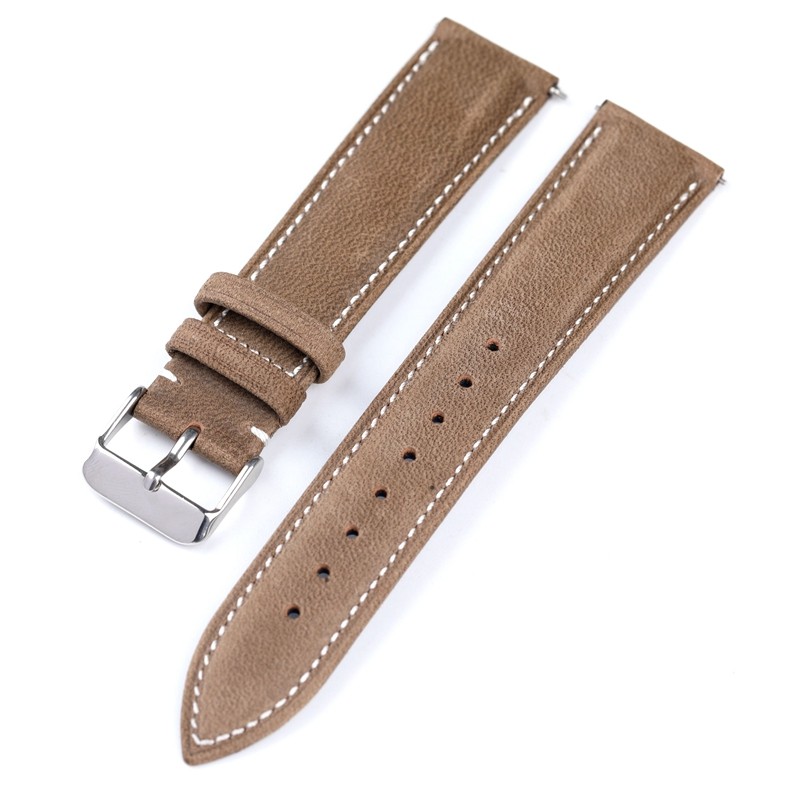 Handmade gray leather watchband 18 19 20 21 22 mm quick release soft cowhide leather, ultra-thin soft strap