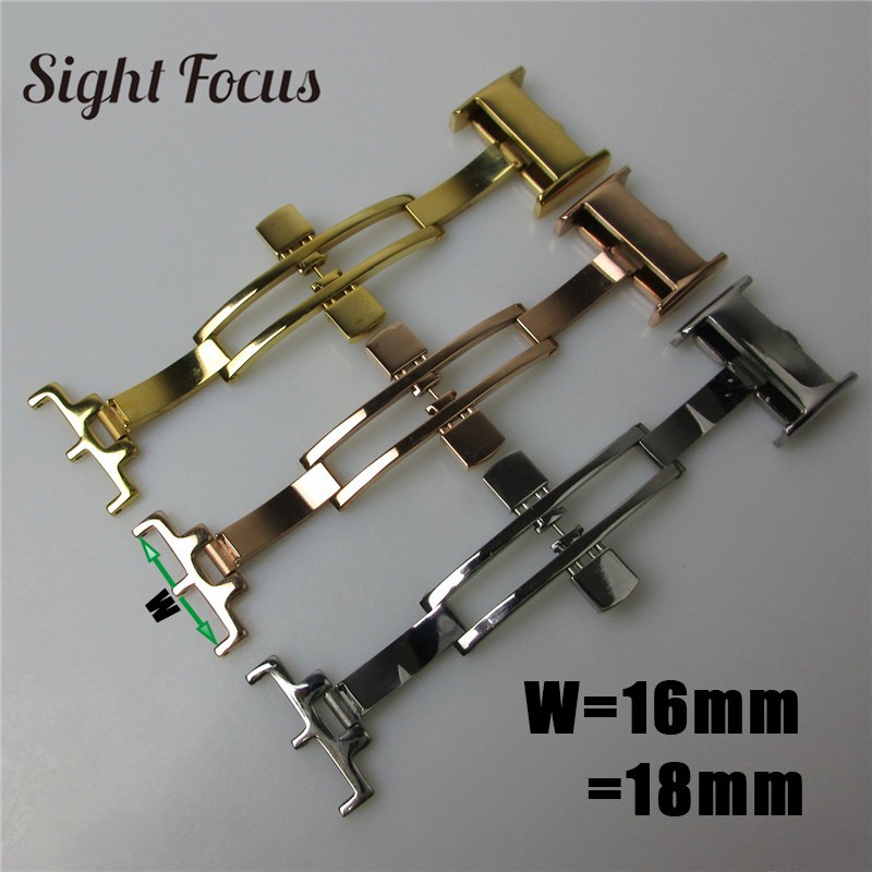 12 14 16 18 20mm Stainless Steel Butterfly Buckle for Longines Master Leather Watchband Folding Clasp Accessory Backlink Parts