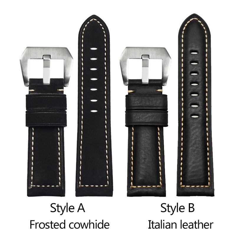 Frosted Cow Leather Italian Watchband for Casio PROTREK Series PRG-600/PRG-650/PRW-6600 Outdoor Sports Bracelet Strap 24mm