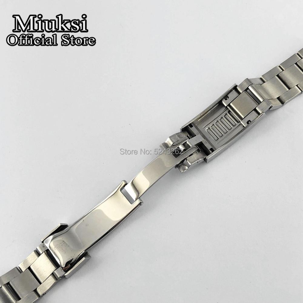 Miuksi 20mm 316L Solid Stainless Steel Watch Band Folding Buckle Mens Strap