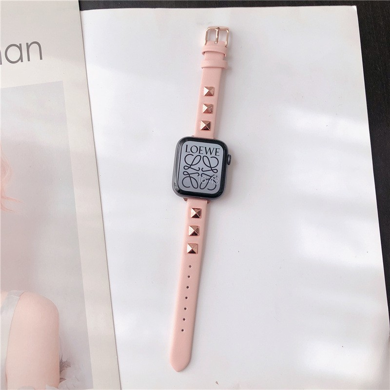 New Design Rivet Style Watchband for Apple Watch Band Series 7 6 SE 5 4 3 2 Leather Strap 41mm 45mm 40mm 44mm Bracelet 38mm 42mm